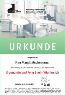 Vital-Office Urkunde Ergonomie und Feng Shui