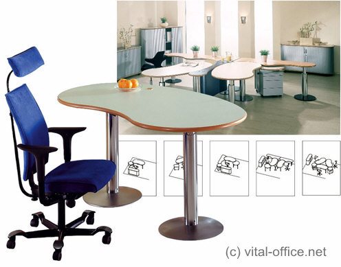 Souveränes Arbeitsplatzdesign bietet die c-style Designvariante für ergonomische Schreibtische