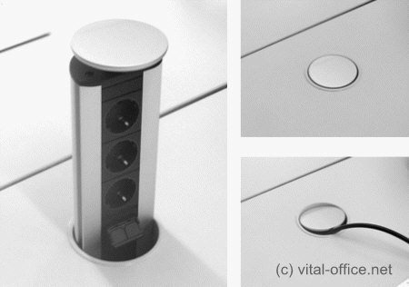 Vital Office conference tables media centers control boxes flip-up unit